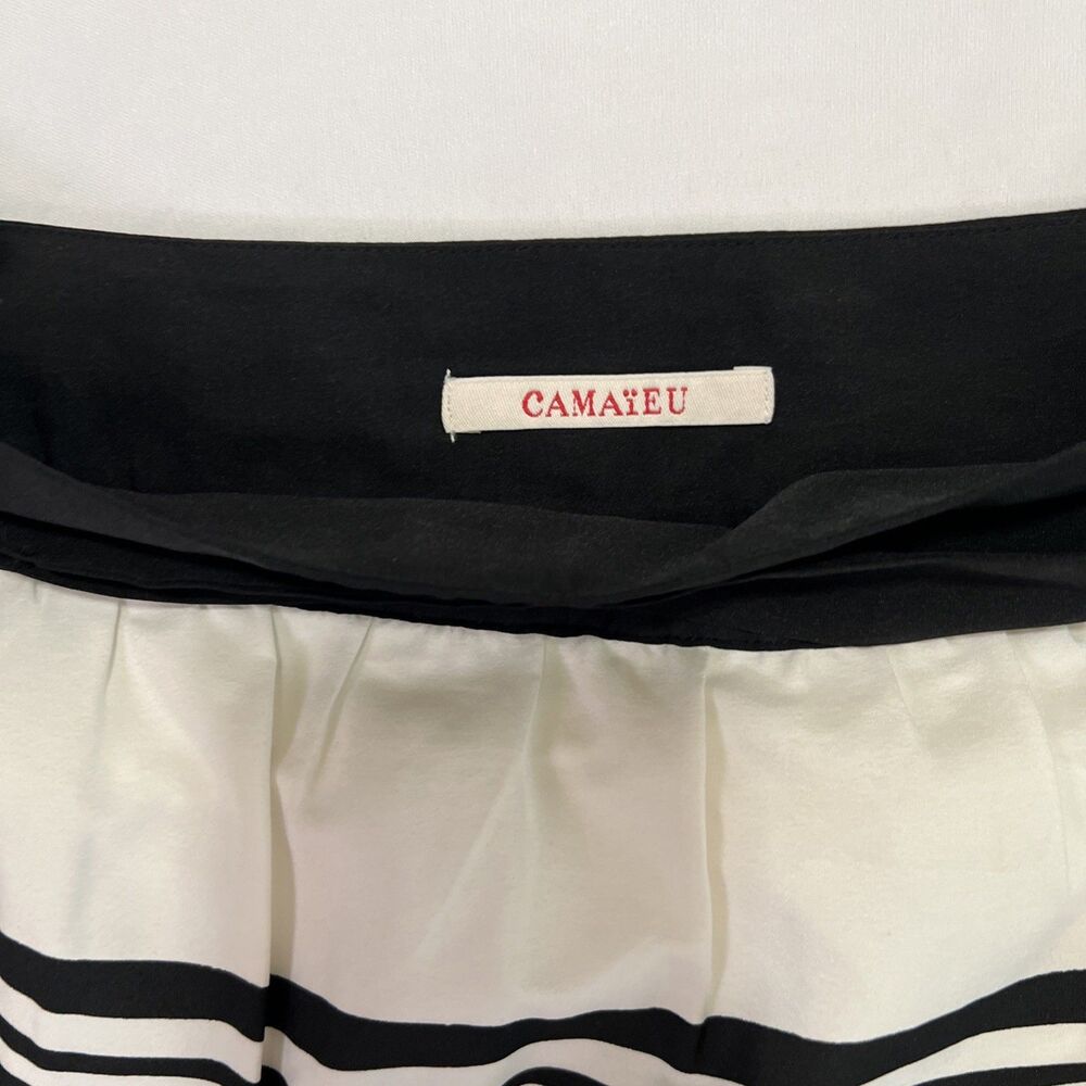 Camaieu Vintage Pleated Skirt 2000s Black White Size S - Picture 3 of 5